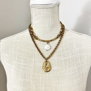 NEW White House Black Market 3 in 1 Pearl & Coin Necklace